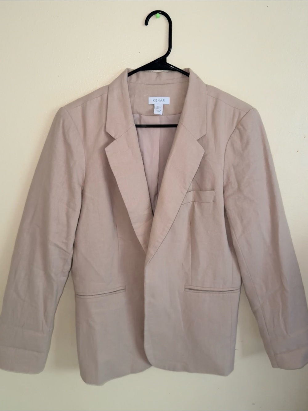 Kenar Linen Blend Blazer Jacket – Size L – Blush Beige